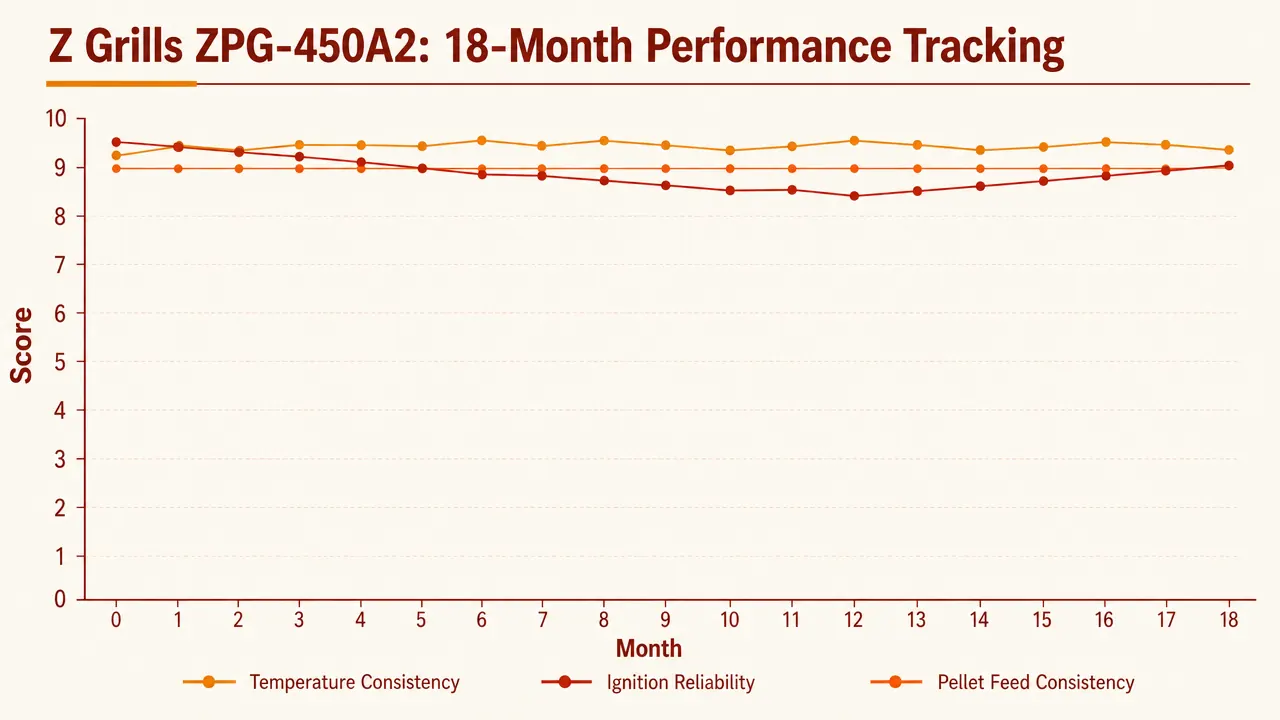 Temperature stability chart showing the Z Grills PID controller holding 225 degrees over a 6-hour cook